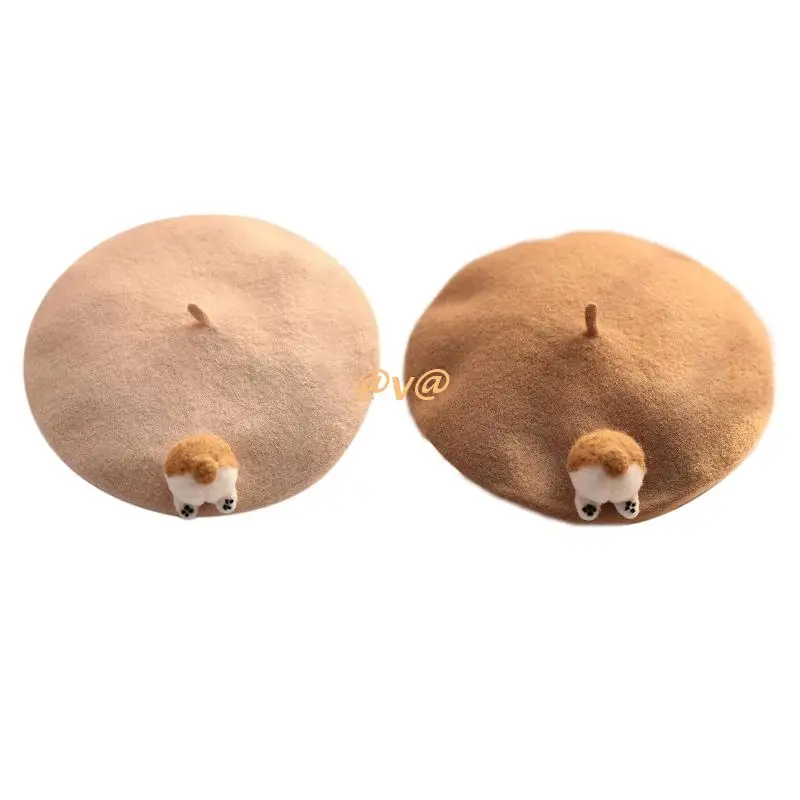 

Милая восьмиугольная шапка Corgi ягодицы шерстяная шапка берет шапка художник шапка Малый малый вид лица