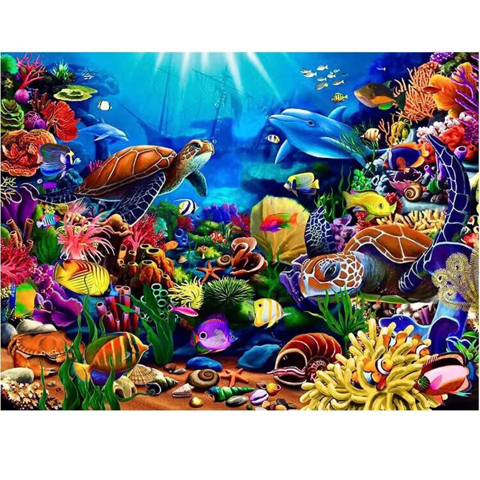 

5D DIY hand sewing full round diamond painting custom "Undersea World" Mosaics cross stitch home decoration wall paste art gift