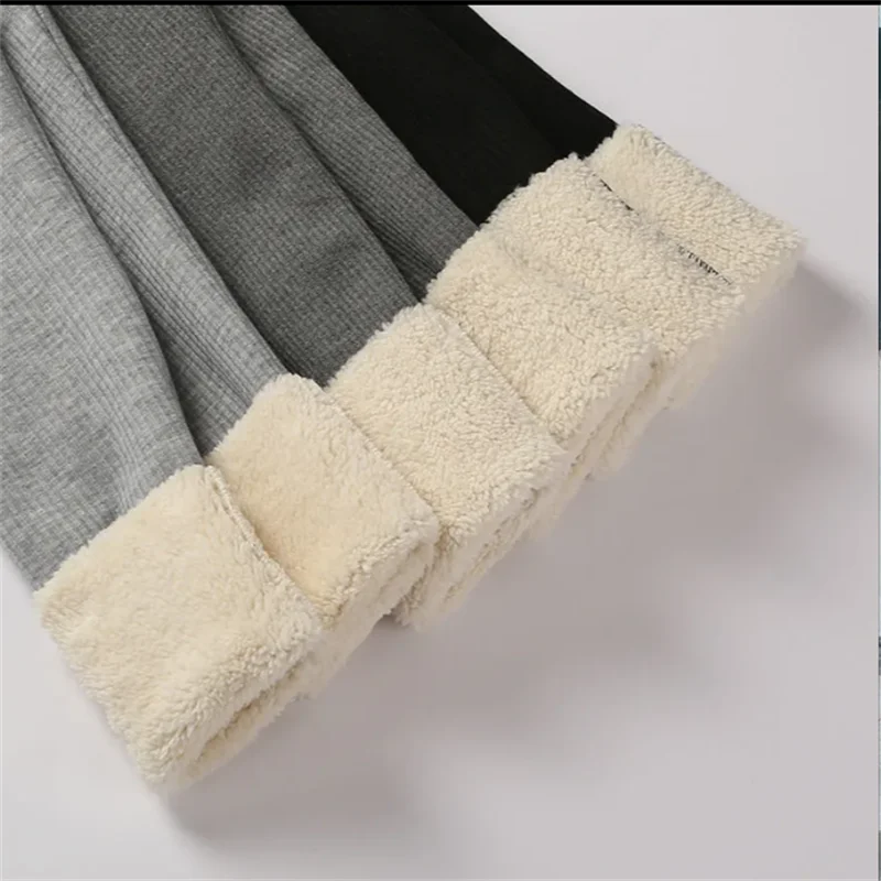 Mallas de terciopelo de oveja para ni&ntilde;a, pantalones c&aacute;lidos con estampado de leopardo coreano-1