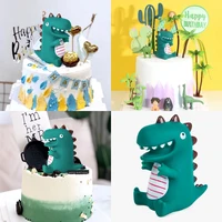 large cartoon dinosaur cake ornaments for kids happy birthday cake decor baby shower cake topper donosaur theme party supplies
