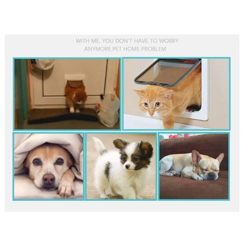 

4 Way Lockable Cat Dog Kitten Door Security Flap Door ABS Plastic Intellgent Control Door Animal Small Pet Dog Cat Gate