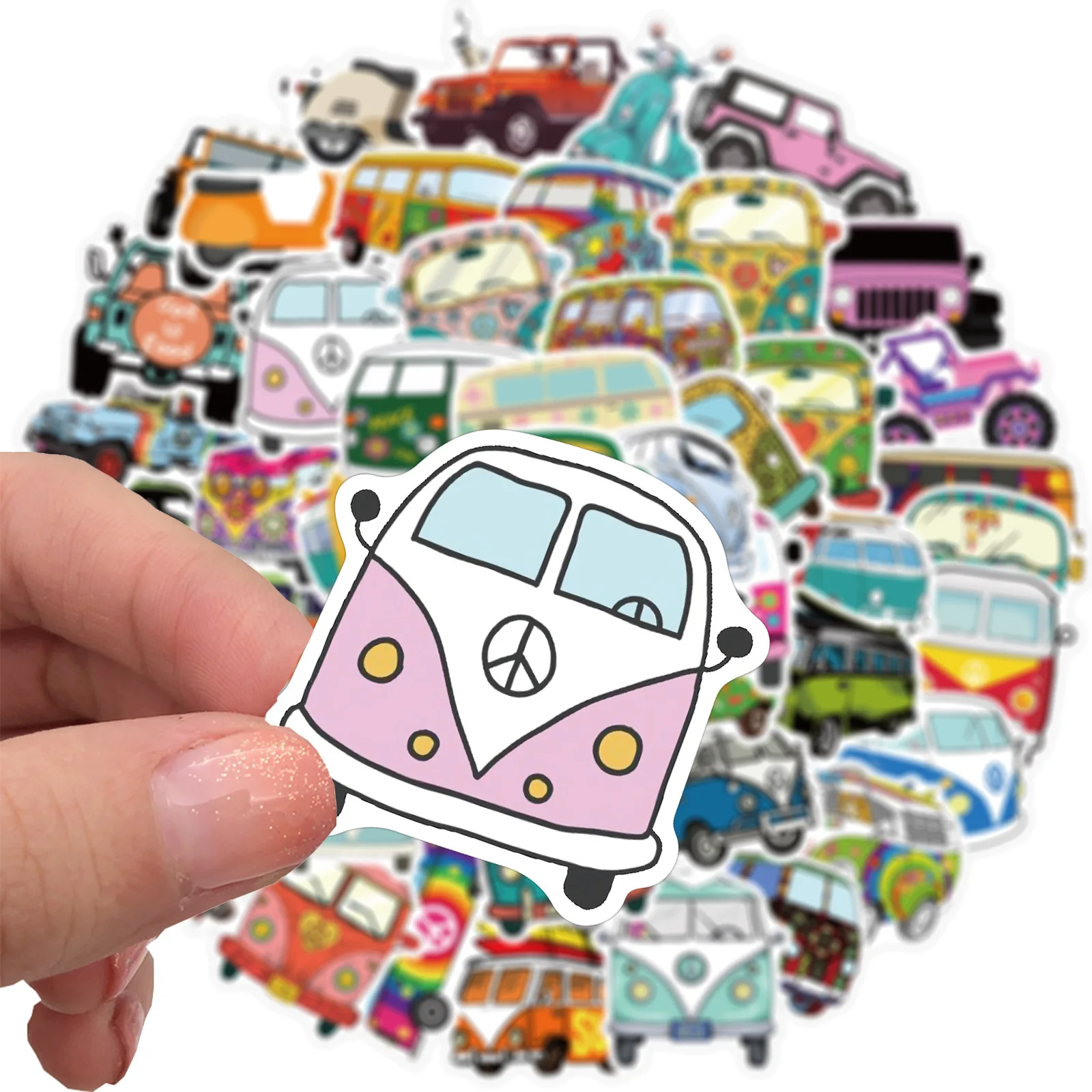 Pegatinas de hipop&oacute;tamo Retro para coche, pegatinas de amor y paz con dise&ntilde;o de guitarra para port&aacute;til, equipaje, monopatines, diario, papeler&iacute;a, pegatina, 10/30/50 Uds.-2