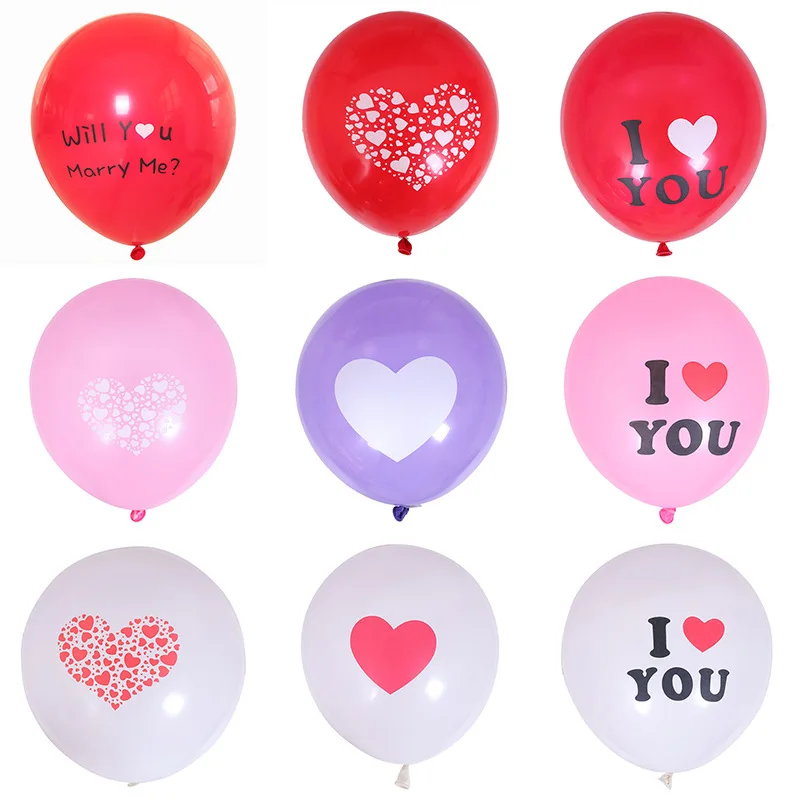 

12 Inch 2.8g Printed Letters 100 Pcs Multi Latex Wedding I LOVE YOU Classic Sweet Decorations Globos Valentine's Day Ballons
