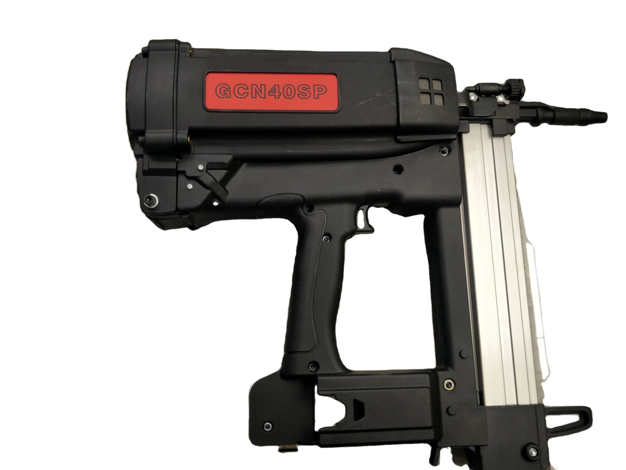 

Full sequential actuation with gas nailer for plastic concrete nails