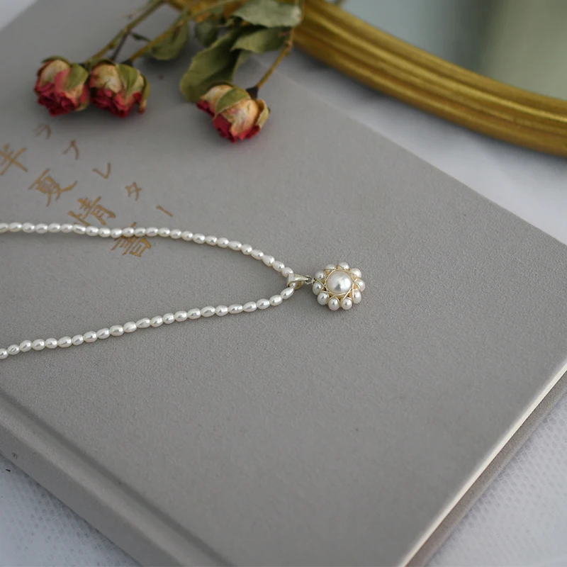 ASHIQI мини натуральное пресноводное жемчужное ожерелье в винтажном стиле С