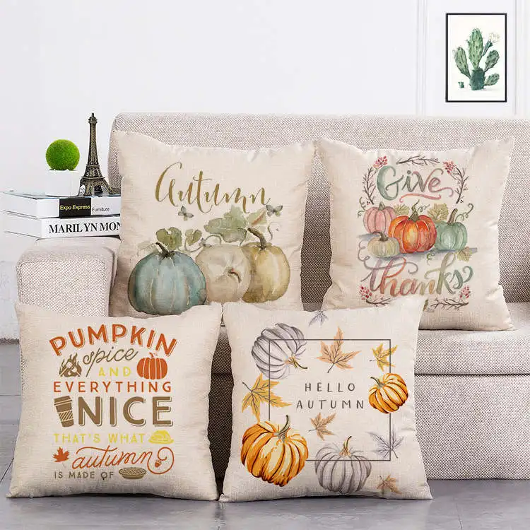 

Thanksgiving pumpkin pie theme print Cushion Cover Linen Throw Pillow Car Home Decoration Decorative Pillowcase T388