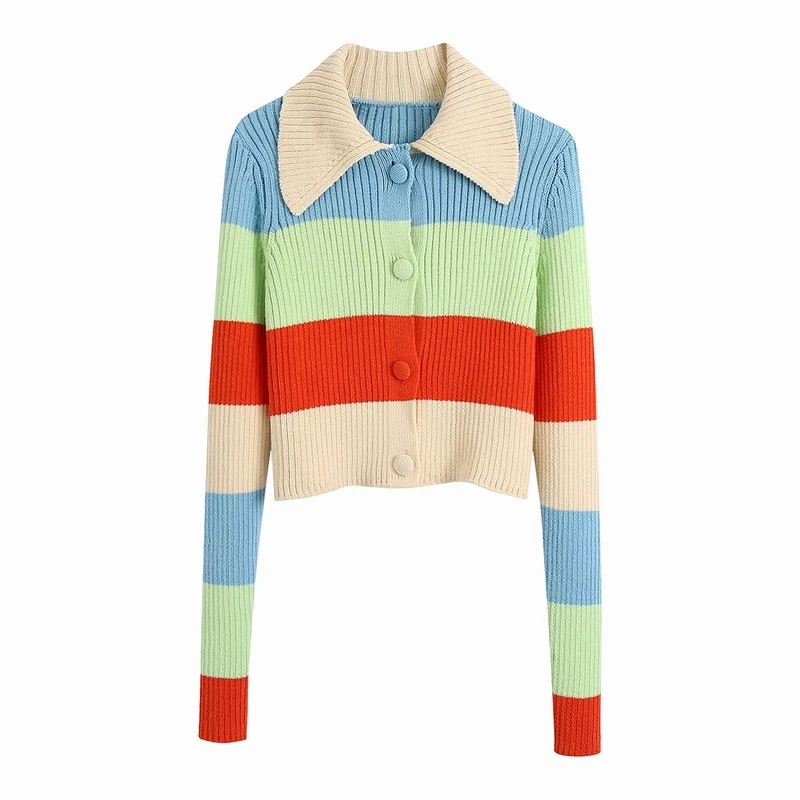 

Women Sweater Autumn 2021 New Fashion Long Sleeve Colorful Outwear Female Cardigan Top