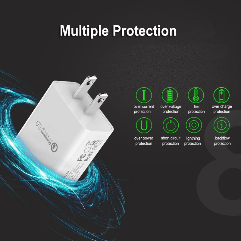 USB зарядное устройство Quick Charge 3,0 Us Plug Qc 3,0 18 Вт зарядное устройство для samsung huawei sony Hp lenovo Xiaomi 3 4 4C 5 5S Plus 6 8 Mix2 Mix2S