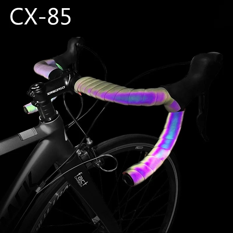 

PRO Photochromic Bicycle Handlebar Tape With End Plug Soft Road Bike Cycling Handlebar Tapes Night Reflective PU+EVA Accessories