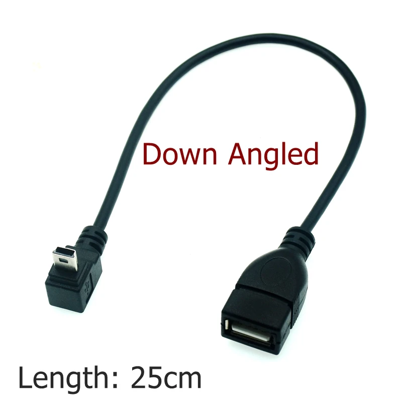 Кабель-Переходник USB A (гнездо)/Mini B (штекер) под углом 90 градусов 5P OTG V3 кабель для