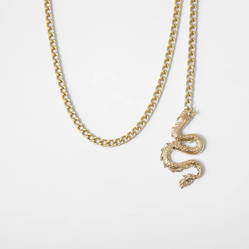 Пояс с драконом Женский тонкая универсальная цепь для брюк в стиле хип-хоп модный
