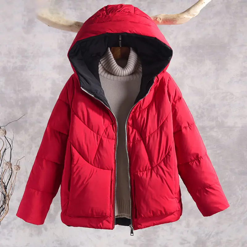 

2019 Winter Jacket women Plus Size Womens Parkas Thicken Outerwear solid hooded Coats Short Female Slim Cotton tops