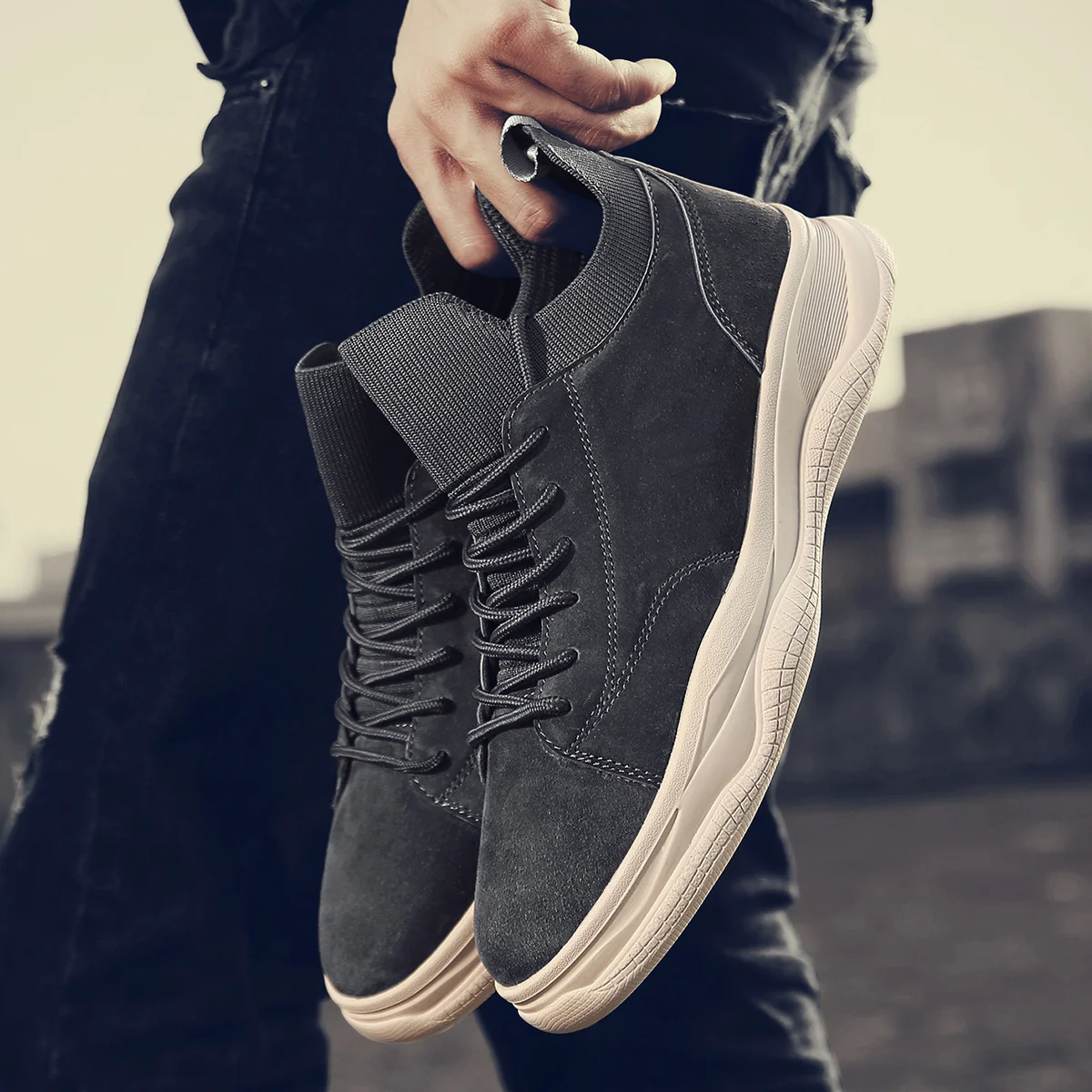 

Flats Man Sneakers High Top Casual Shoes For Men's Board Good Quality Fashion Non-Slip Canvas Leisure Ankle Boots Outdoor Shoes