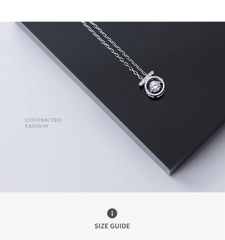 Modian Exquisite Swing Clear CZ Round Classic Sparkling Jewelry Fashion 925 Sterling Silver Wedding Necklace Pendant For Women