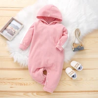 baby bodysuits hooded long sleeved baby girl jumpsuit button jumpsuit pink soft cotton suitable for baby girls aged 0 18 months