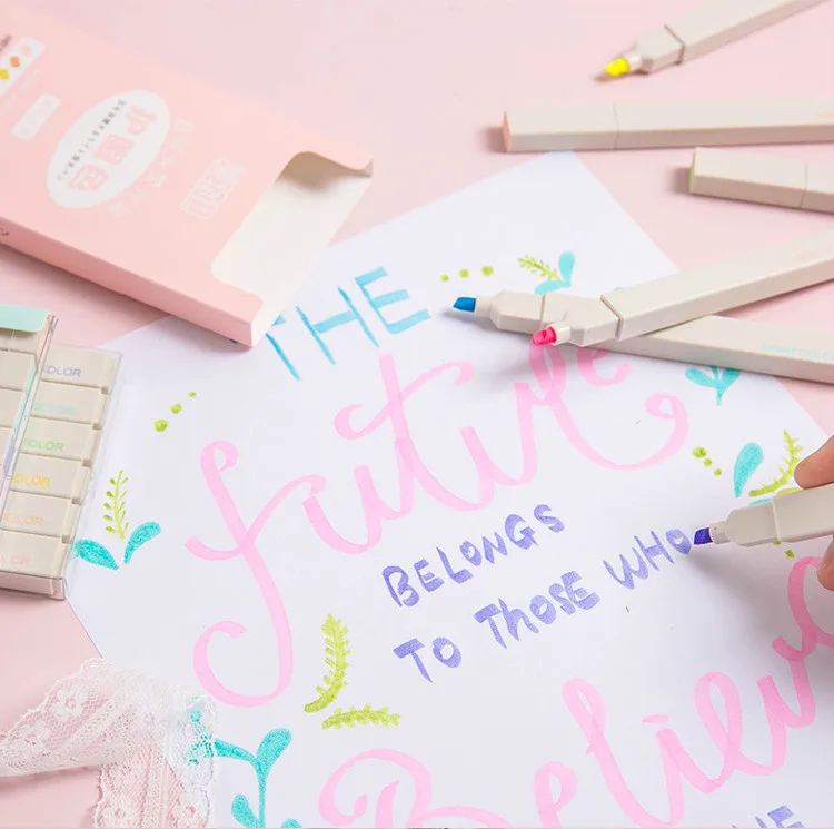 6 шт./компл. Morandi цветная хайлайтер ручка этикетка ключевые слова маркер мягкая