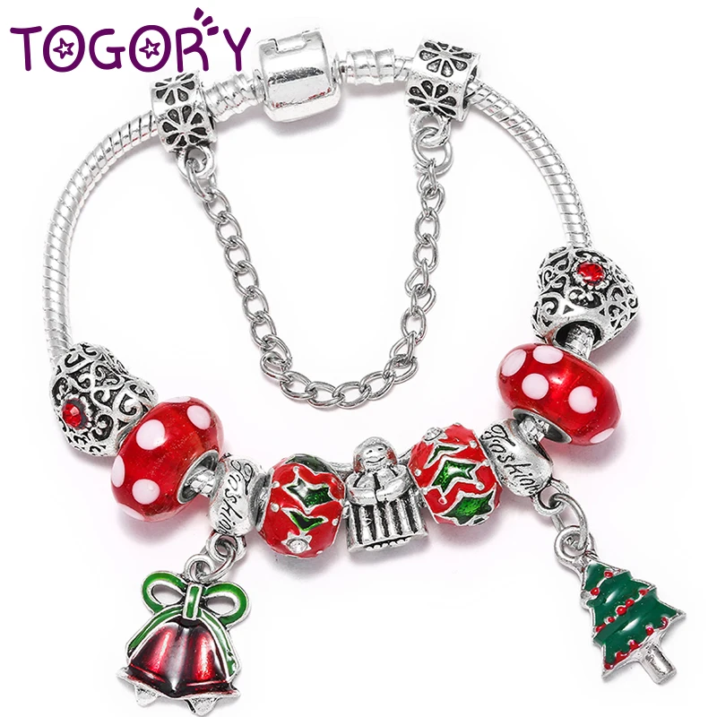 19 видов стилей браслет с подвеской в виде рождественской елки и колокольчика