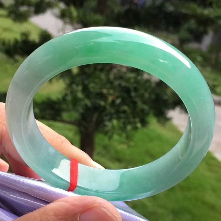

Send Certificate Natural Myanmar Jade A-Class 54mm-62mm Ice Light Green Bracelet Elegant Princess Bracelet Best Gift