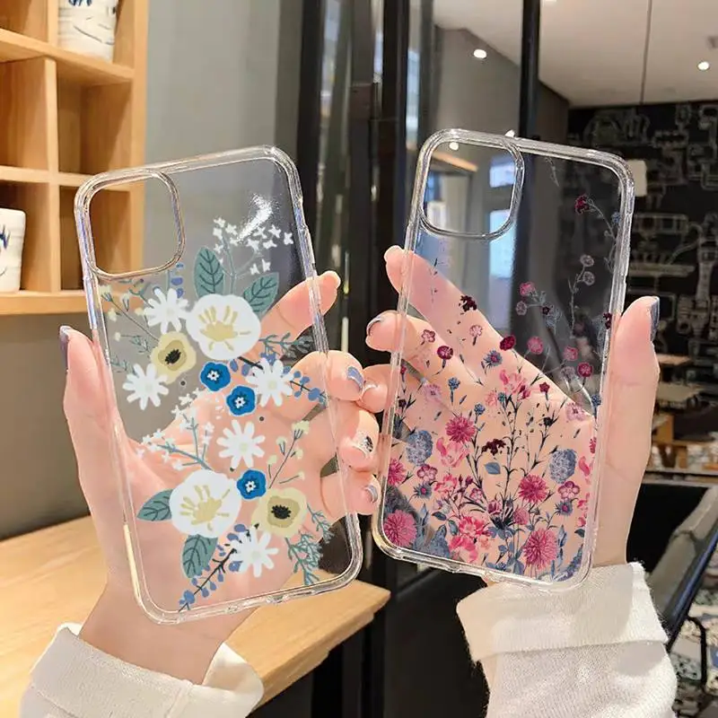 

Relief Flower Lavender Pretty Beautiful art Phone Case Transparent soft For iphone 12 11 13 7 8 6 s plus x xs xr pro max mini