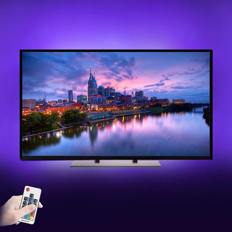 HKZZI светодиодный светильник s DC 5 В водонепроницаемый USB RGB ТВ с подсветкой SMD 5050 RF 17
