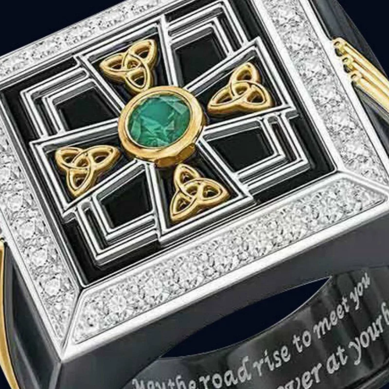 2021 Ретро классическое двухцветное антикварное кольцо с крестом мужское