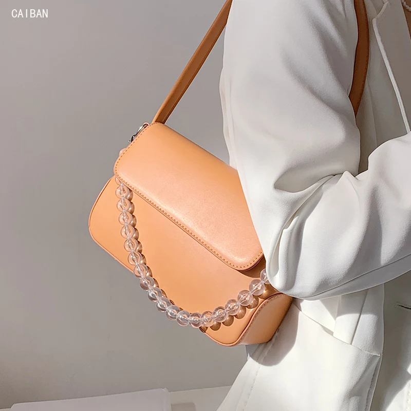 

Solid color Square Armpit bag 2021 Fashion New High-quality PU Leather Women's Designer Handbag Casual Shoulder Messenger Bag