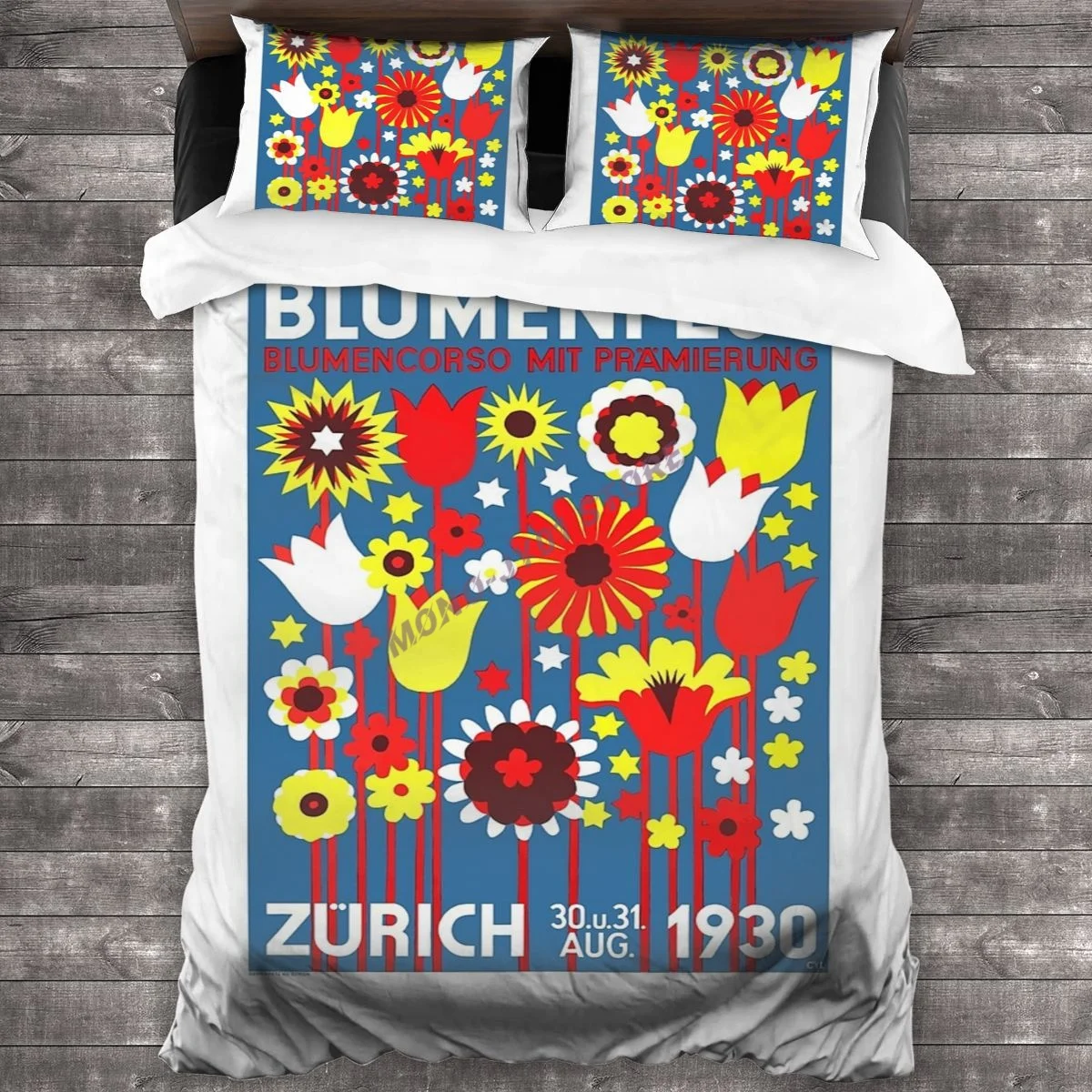 

1930 SWITZERLAND Flower Show Advertising Bedding Set Duvet Cover Pillowcases Comforter Bedding Sets Bedclothes