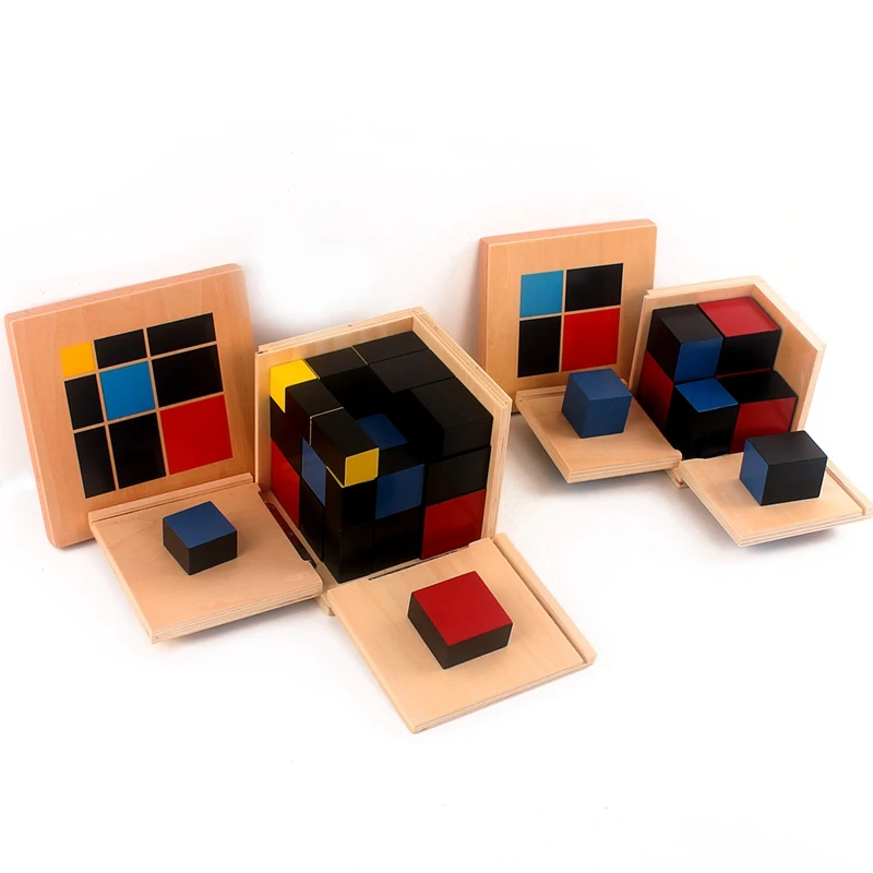 Cubo Binomial de aritm&eacute;tica Montessori, juguete de madera Trinomial, materiales matem&aacute;ticos para juguetes matem&aacute;ticos de madera-2