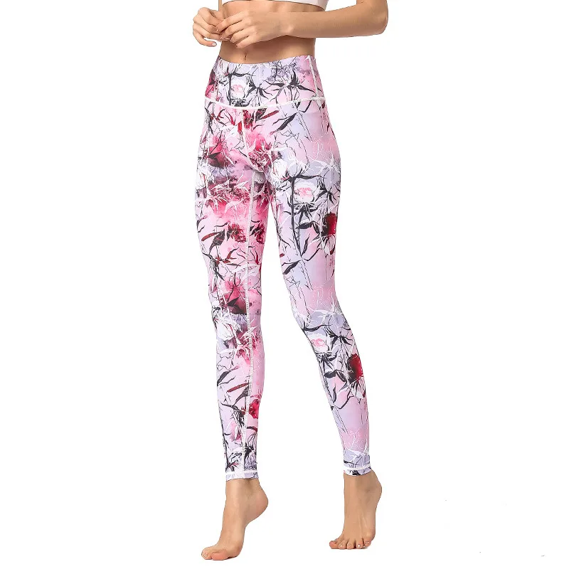

Printed Yoga Pants Fitness Running Trousers Yoga Dance Sports Ninth Pants Gym Clothing Suit For Fitness Woman Pants