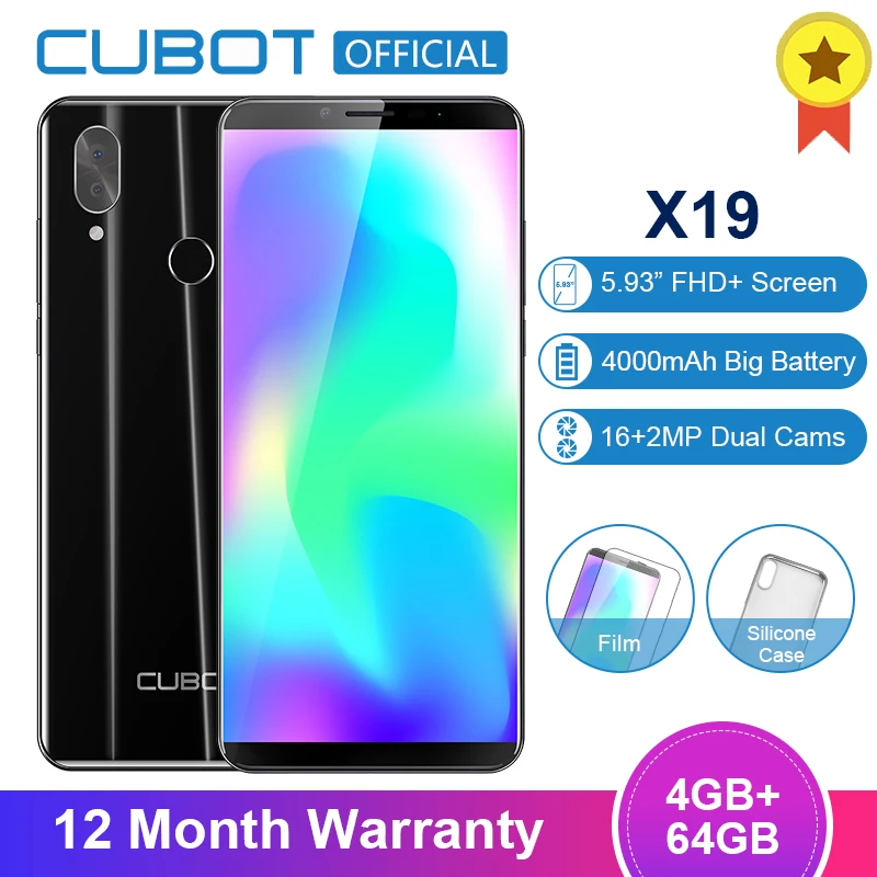 Cubot X19 5,93 ''FHD+ мобильный телефон Android 8,1 Helio P23 восьмиядерный смартфон 4000 мАч 4 Гб ram 64 Гб rom 16,0 Мп мобильный телефон