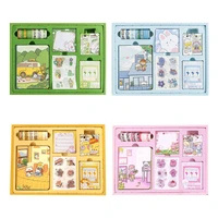 1 set cartoon portable traveler journal notebook stationery with washi tape stickers sticky note box gift