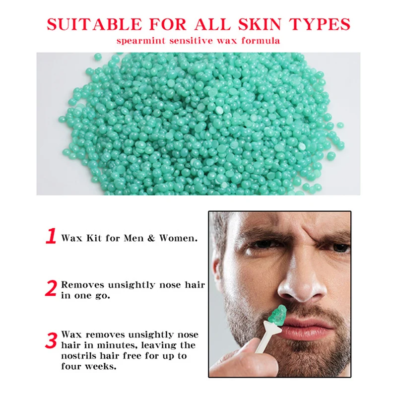 

Nose Wax Beans Kit Men & Women Nose Hair Removal Wax Set Painless & Easy Nostril Cleaning Depilation Paper-free Cleaning Wax Kit