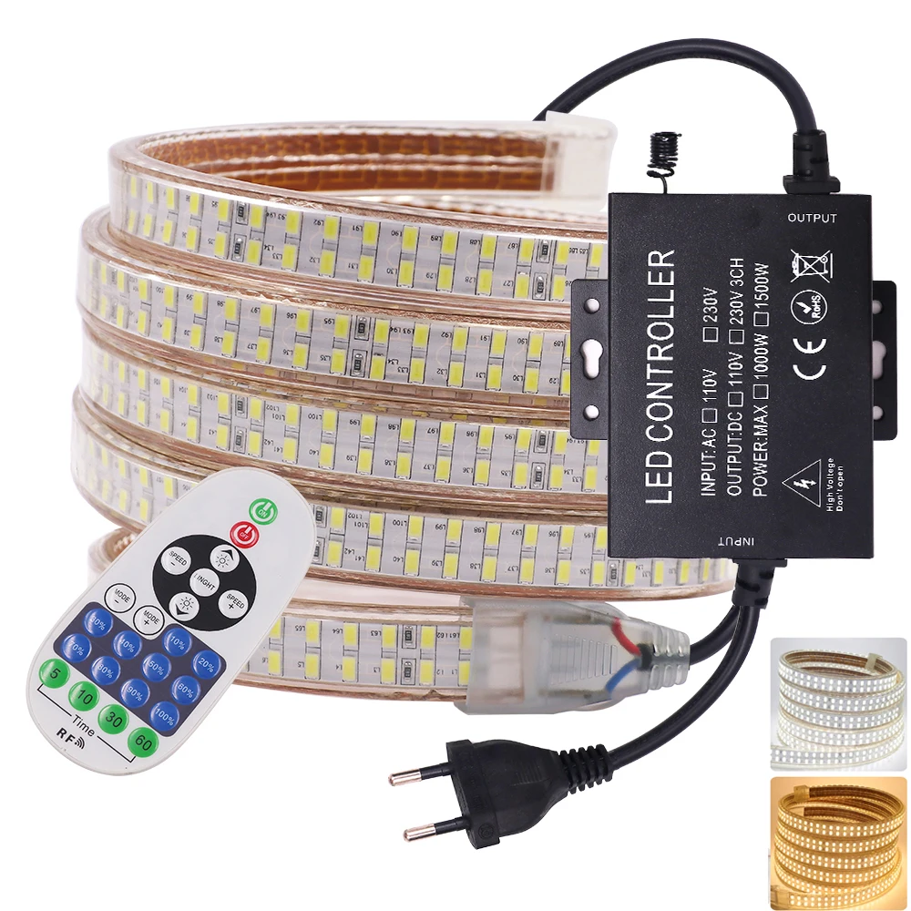 220V 110V 5730 светодиодный полосы светильник с регулируемой яркостью IP67