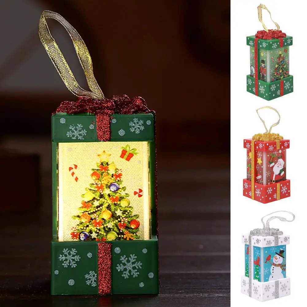 

Рождественский портативный ветровой фонарь, украшения для окон, светящийся домашний декоративный светильник, снеговик, рождественская елк...