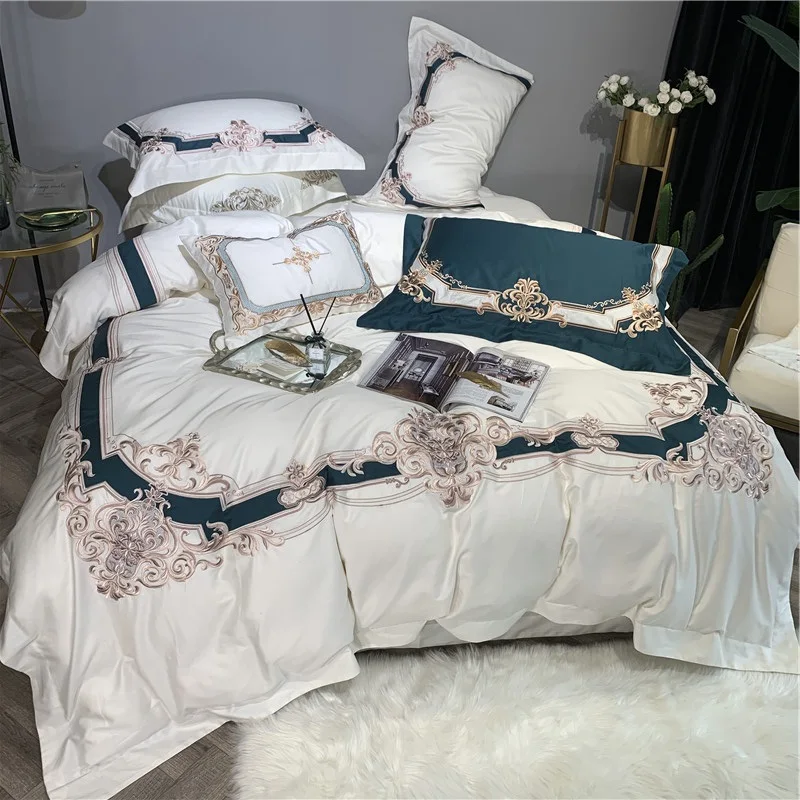 Новый Белый Зеленый Роскошный Королевский вышивка Европейский дворец 100S