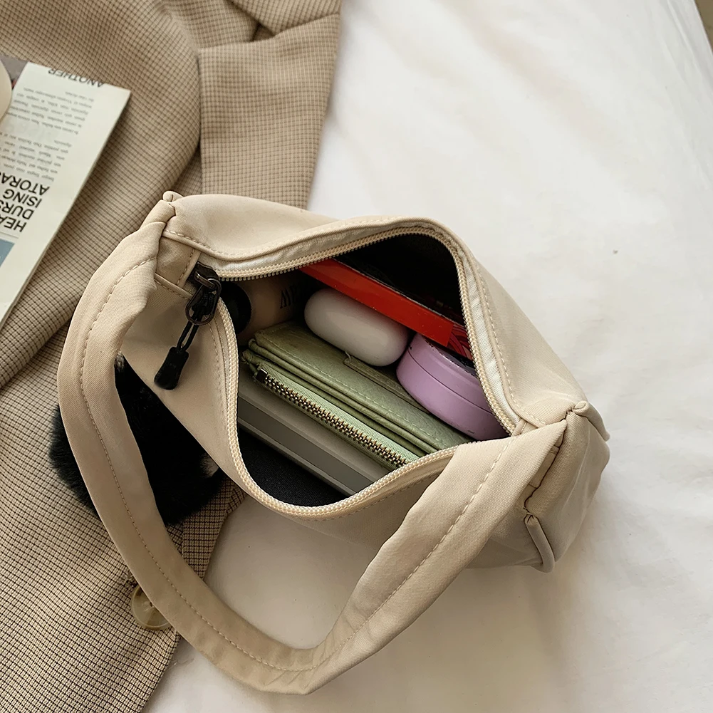 

Daily Female Classic Handbag Nylon Underarm Pouch Solid Color Shoulder Bag Lady Dressing Ornament for Phone Lipstick