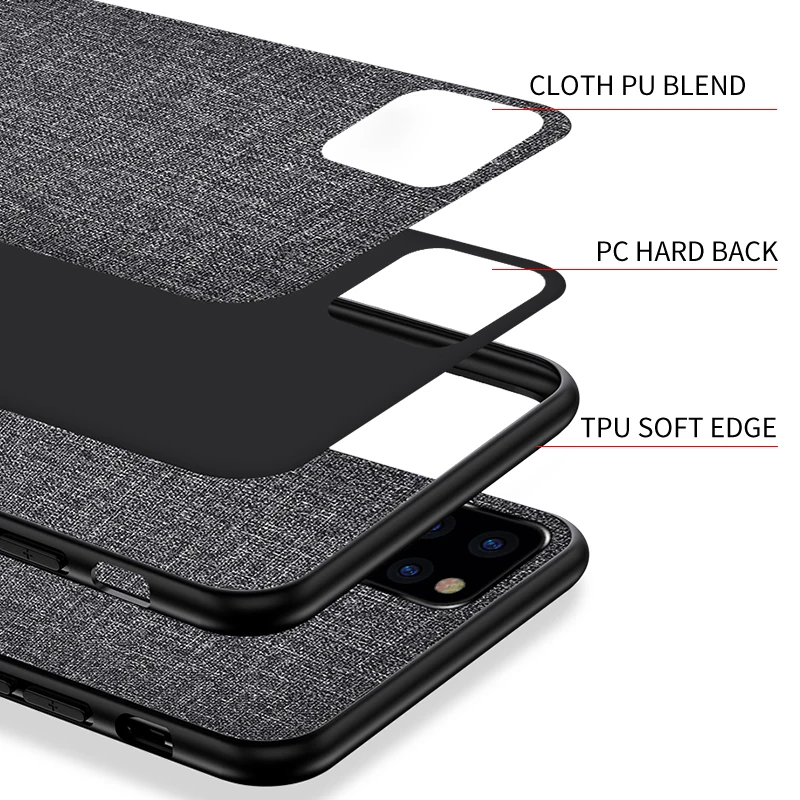 Чехол для Apple iphone 11 роскошный кожаный мягкий силиконовый чехол с тканевой задней