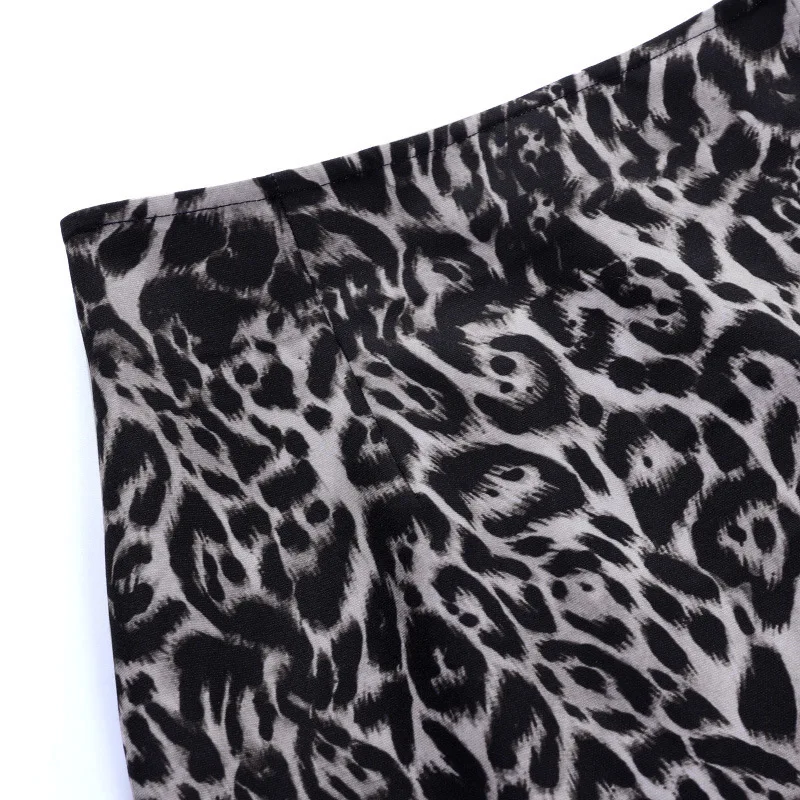 

Y2K Leopard Printed Mini Skirt Women Vintage Bodycon Side Split Fashion Traf Short Straight Skirts Korean Party Femme Clubwear
