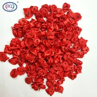 hl 100pcs handmade red ribbon rose flowers wedding decoration diy crafts apparel accessories sewing appliques 15mm a662