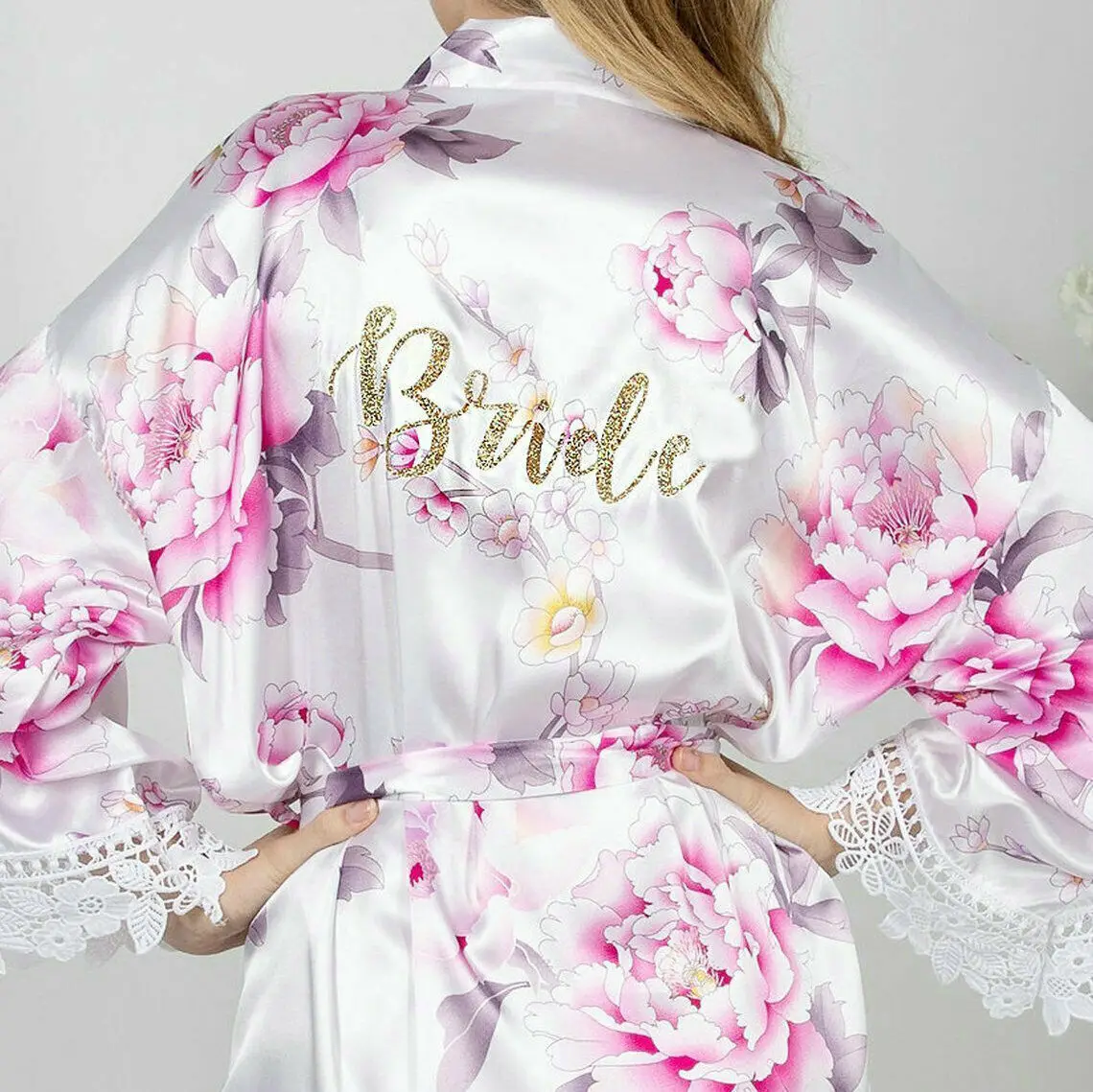 Роскошное женское кимоно сексуальное шелковое атласное цветочное банное платье
