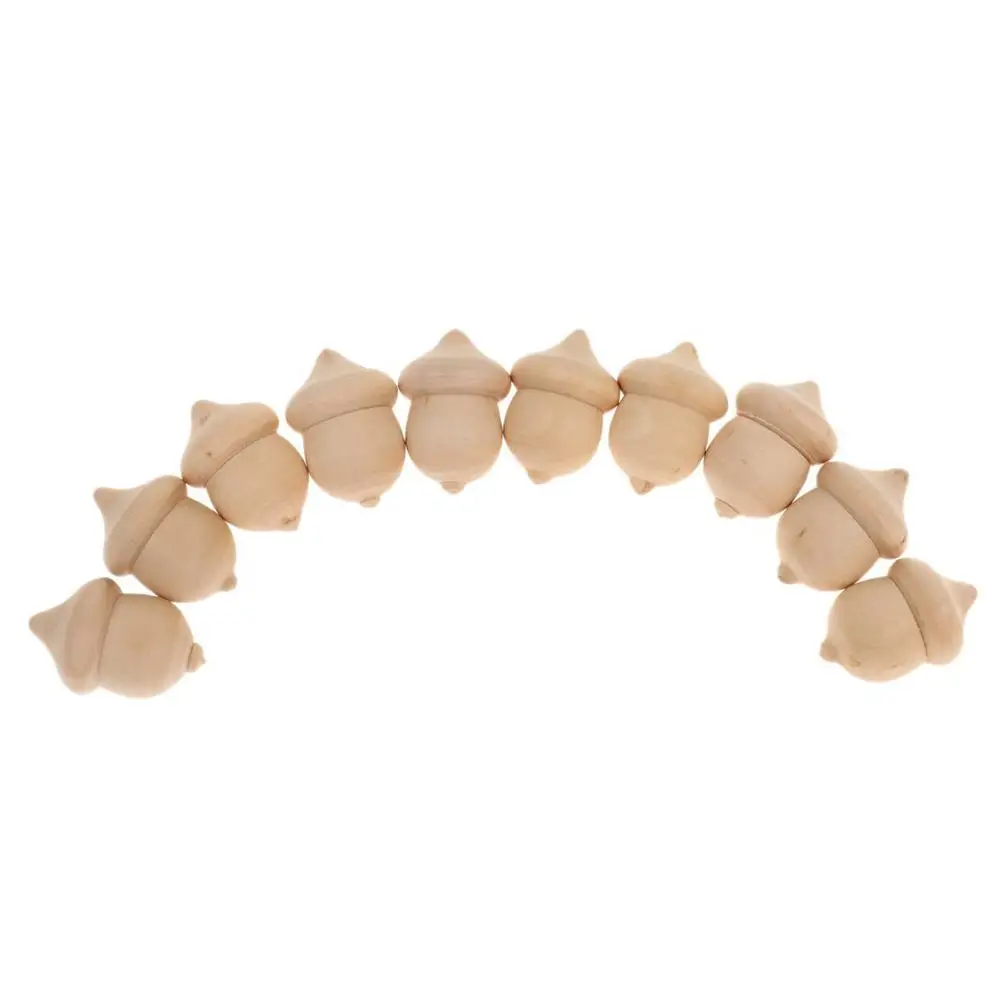 

10Pcs Wooden Acorns DIY Hand-painted Crafts Peg Dolls Unfinished Handmade Decor