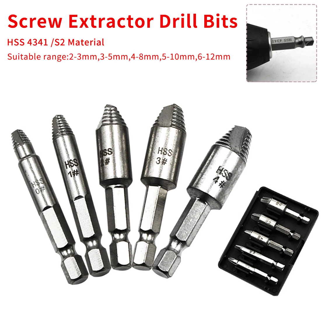 Материал HSS/S2 для извлечения сломанных винтов двухсторонний экстрактор