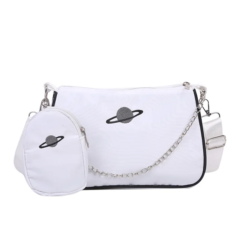 

All-match casual summer shoulder bag Korean version of the chain wide shoulder strap girl bag new style underarm bag nylon bag