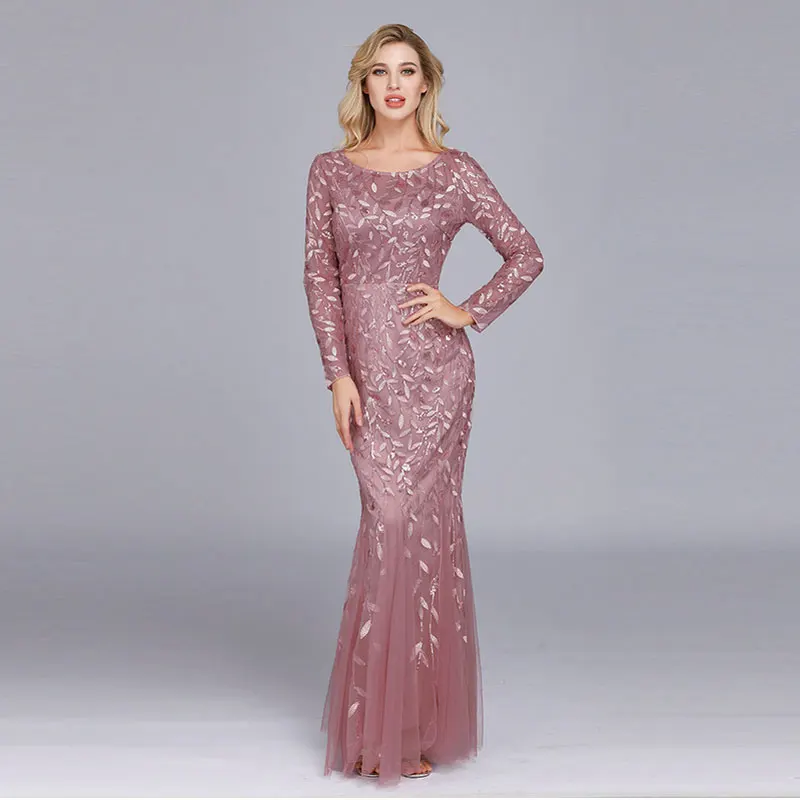 Женское вечернее платье с блестками Beauty Emily плиссированное Русалка круглым