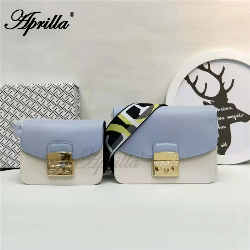 sky blue-white-black Aprilla, дизайнерские брендовые сумки, 17 см, 21 см, разноцветные, с клапаном, из натуральной кожи, 3 А, качественные сумки, женская сумка на плечо, на цепочке, сумки через плечо, 224 - Цвет: sky blue-white-black