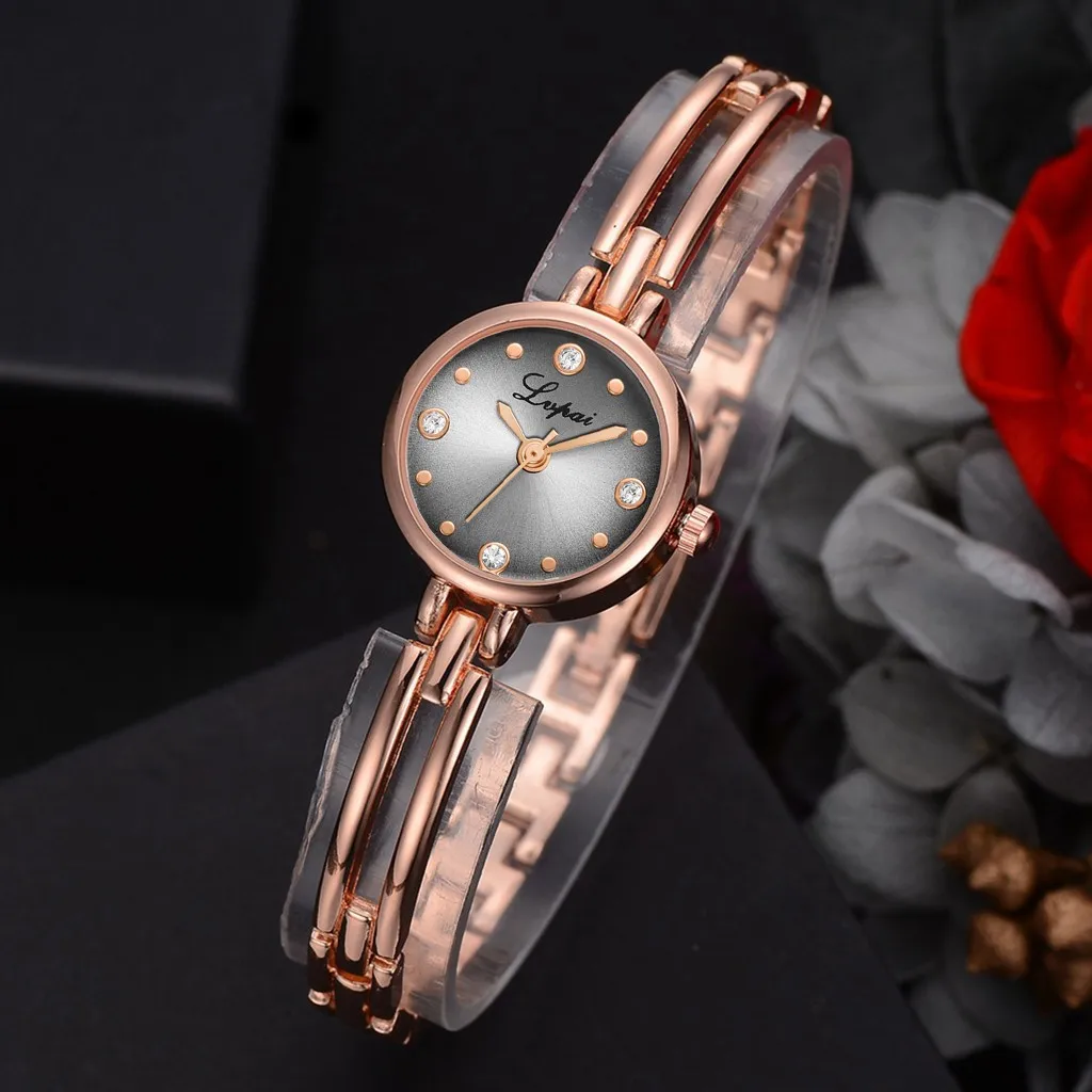 Часы женские кварцевые из нержавеющей стали под розовое золото Роскошные тонкие