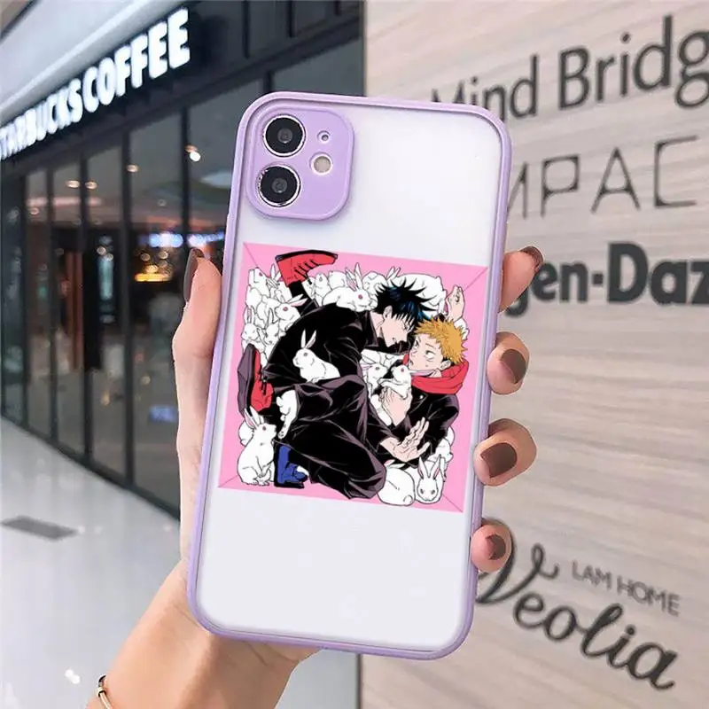 

Anime Jujutsu Kaisen cute cartoon Phone Case Matte Transparent for iPhone 7 8 11 12 s mini pro X XS XR MAX Plus cover funda
