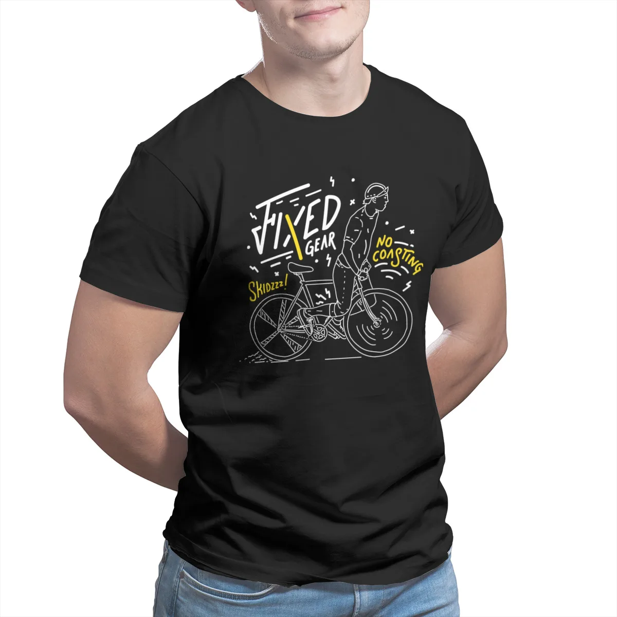 

Men's T-shirt Fixed Gear Fashion Short Sleeve Hip-Hop Tshirts 55312