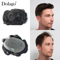 8x10 swiss lace durable thin skin men toupee knot injected hair 1b color repacement hair prosthesise dolago silk base hair