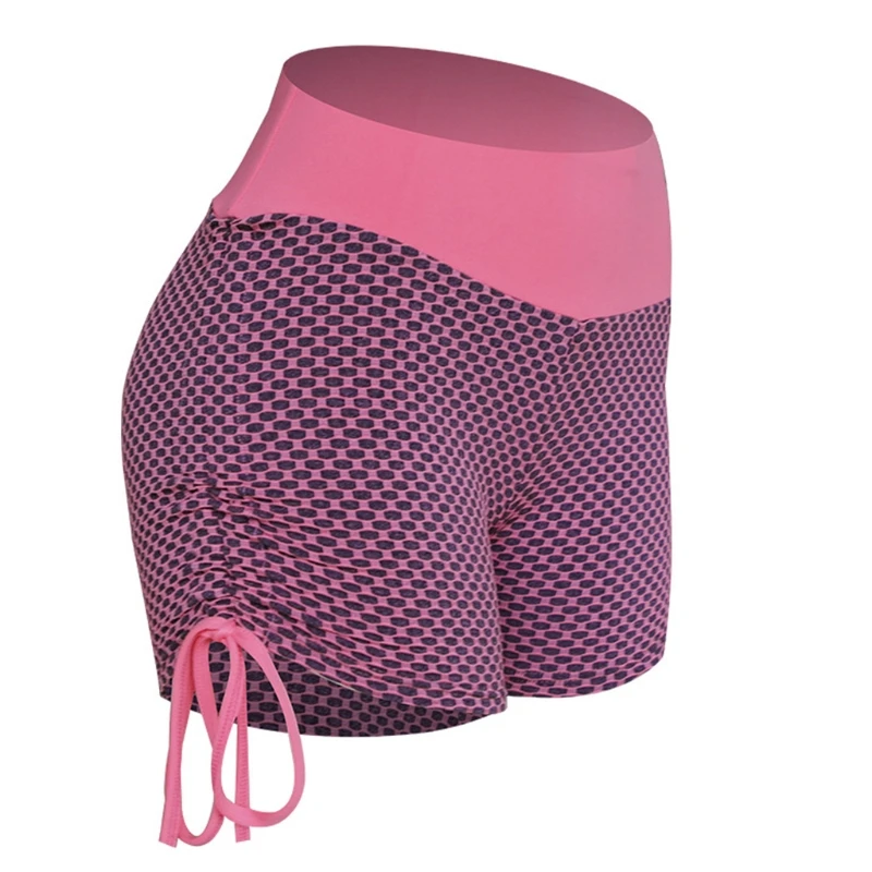 

Women Summer High Waist Sport Fitness Shorts Mesh Honeycomb Butt Lifting Hot Pants Ruched Side Drawstring Yoga Workout Gym 7XEC